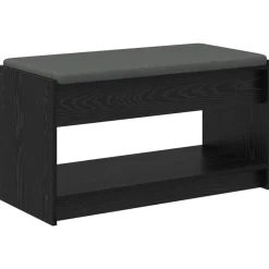 Halbank met kussen met plank Zwarte Eik 83 x 38 x 45 cm>vidaXL Best