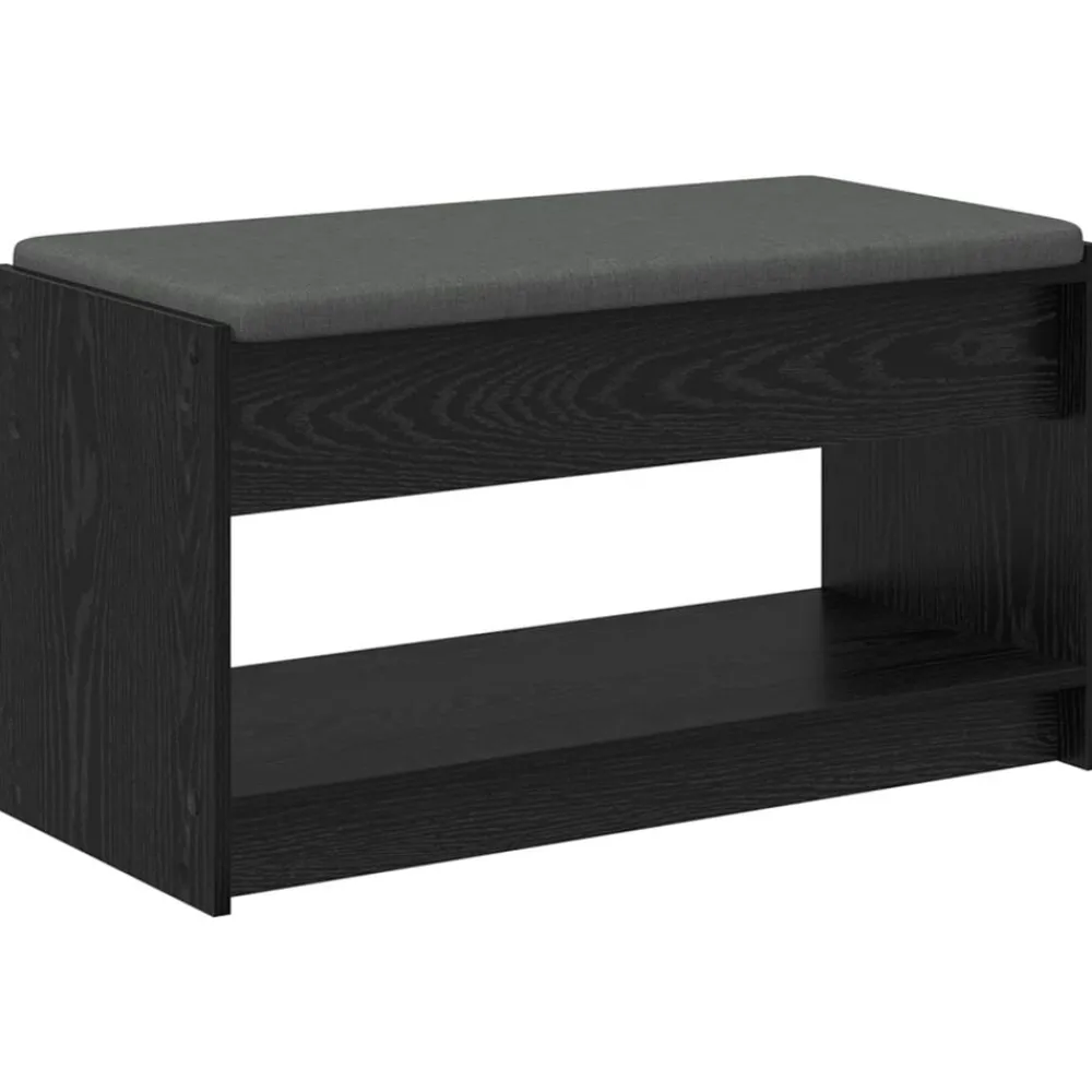 Halbank met kussen met plank Zwarte Eik 83 x 38 x 45 cm>vidaXL Best