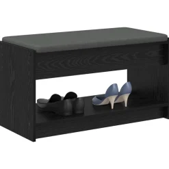 Halbank met kussen met plank Zwarte Eik 83 x 38 x 45 cm><noscript><img width=