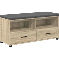 Bankjes*vidaXL Halbank met kussen met lade 100 x 38 x 46 cm Sonoma eiken