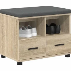 Bankjes*vidaXL Halbank met kussen met lade 60 x 38 x 46 cm Sonoma eiken