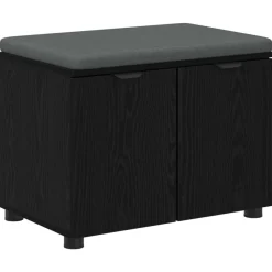 Bankjes*vidaXL Halbank met kussen met plank Zwarte Eik 60 x 38 x 46 cm Zwart eiken