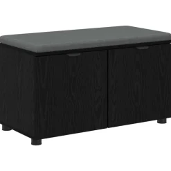 Bankjes*vidaXL Halbank met kussen met plank Zwarte Eik 80 x 38 x 46 cm Zwart eiken