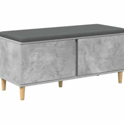 Halbank met kussen met opslag Beton Grijs 100 x 38 x 46 cm>vidaXL