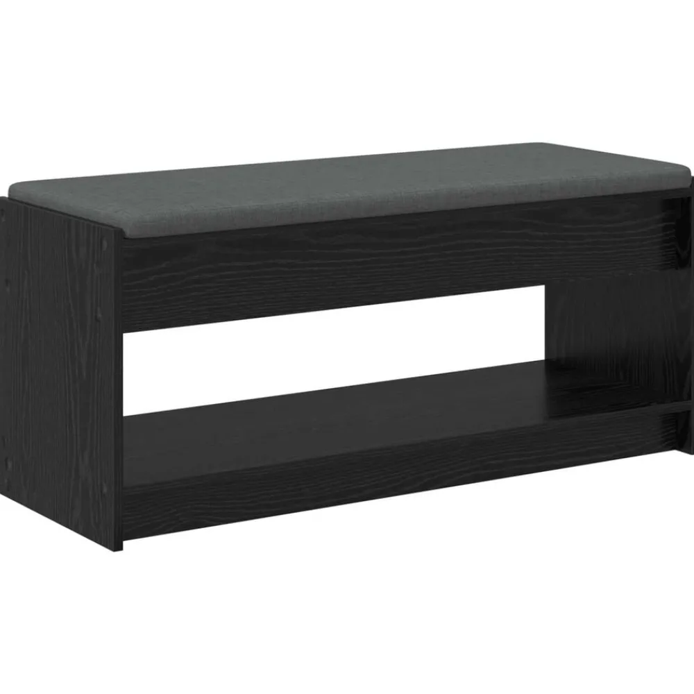 Bankjes*vidaXL Halbank met kussen met plank Zwarte Eik 103 x 38 x 45 cm Zwart eiken