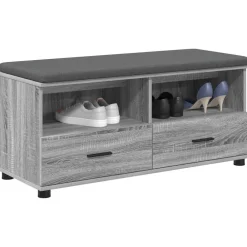 Bankjes*vidaXL Halbank met kussen met lade Grijze Sonoma 100 x 38 x 46 cm Grijs sonoma
