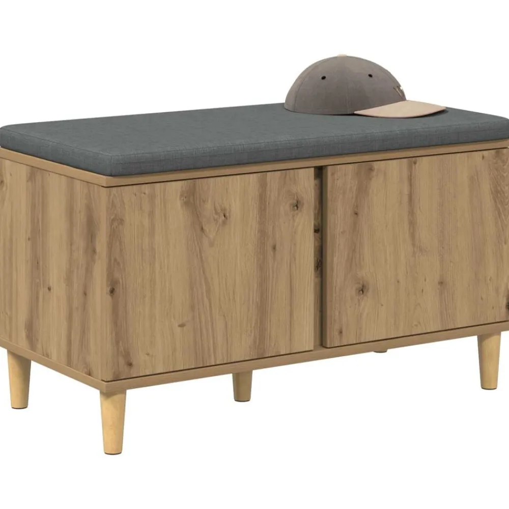 Halbank met kussen met opslag Artisan Eik 80 x 38 x 46 cm>vidaXL Best