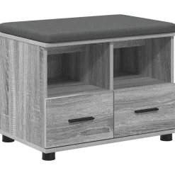 Bankjes*vidaXL Halbank met kussen met lade Grijze Sonoma 60 x 38 x 46 cm Grijs sonoma