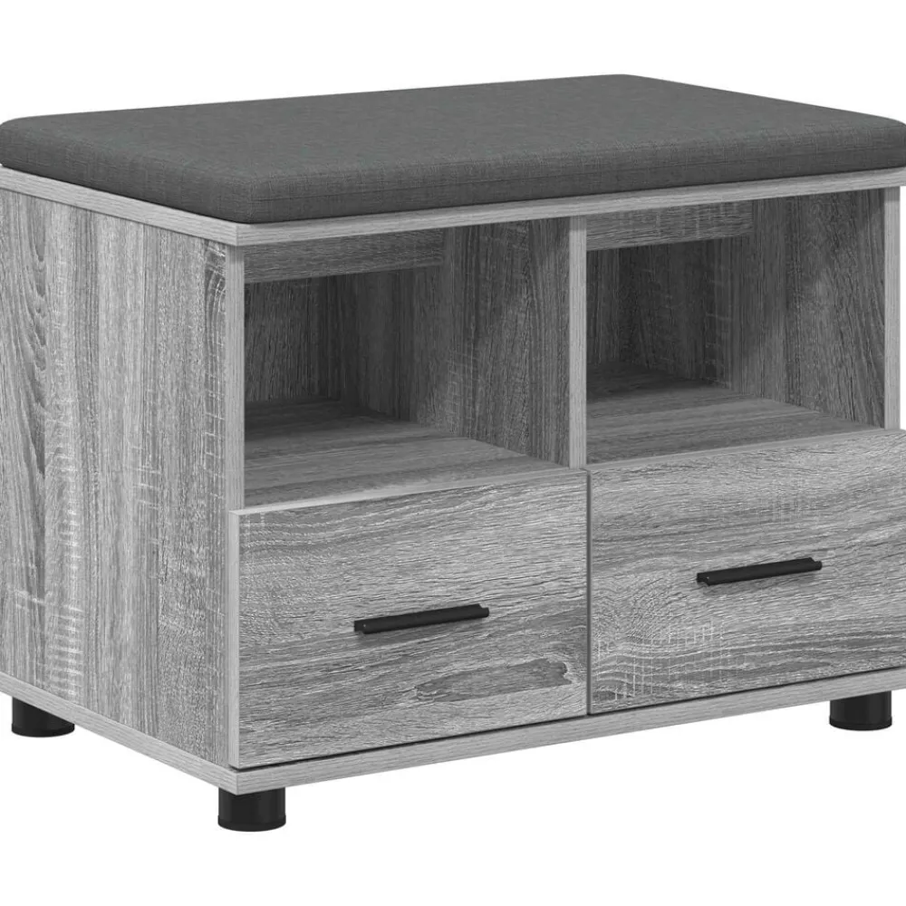 Bankjes*vidaXL Halbank met kussen met lade Grijze Sonoma 60 x 38 x 46 cm Grijs sonoma