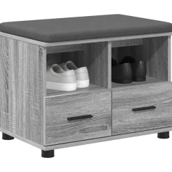 Bankjes*vidaXL Halbank met kussen met lade Grijze Sonoma 60 x 38 x 46 cm Grijs sonoma