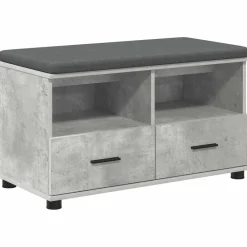 Bankjes*vidaXL Halbank met kussen met lade Beton Grijs 80 x 38 x 46 cm Betongrijs