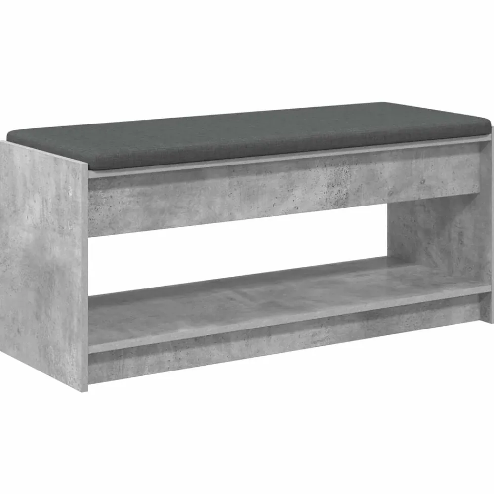 Halbank met kussen met plank Beton Grijs 103 x 38 x 45 cm>vidaXL Best