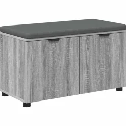 Bankjes*vidaXL Halbank met kussen met plank Grijze Sonoma 80 x 38 x 46 cm Grijs sonoma