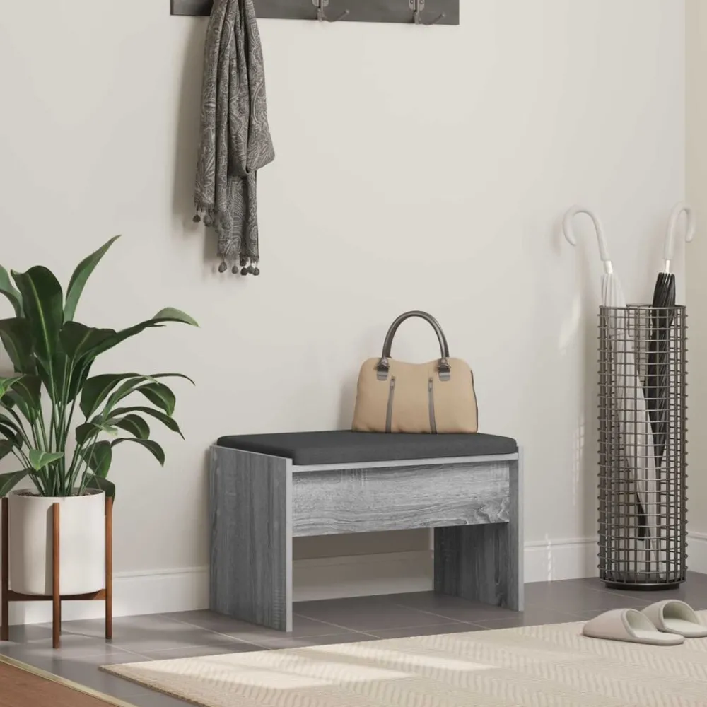 Bankjes*vidaXL Halbank met kussen 63 x 38 x 40 cm Grijs sonoma