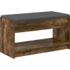 Halbank met kussen met plank Gerookte Eik 83 x 38 x 45 cm>vidaXL Discount
