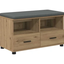 Bankjes*vidaXL Halbank met kussen met lade Artisan Eik 80 x 38 x 46 cm artisanaal eikenkleurig