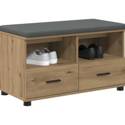Bankjes*vidaXL Halbank met kussen met lade Artisan Eik 80 x 38 x 46 cm artisanaal eikenkleurig