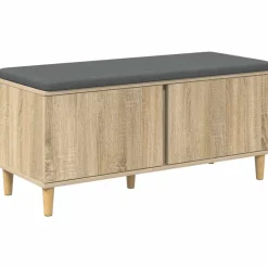 Bankjes*vidaXL Halbank met kussen met opslag 100 x 38 x 46 cm Sonoma eiken