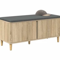 Bankjes*vidaXL Halbank met kussen met opslag 100 x 38 x 46 cm Sonoma eiken