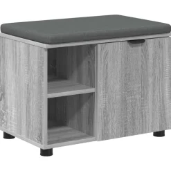 Halbank met kussen met plank Grijze Sonoma 60 x 38 x 46 cm>vidaXL Sale