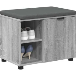 Halbank met kussen met plank Grijze Sonoma 60 x 38 x 46 cm><noscript><img width=