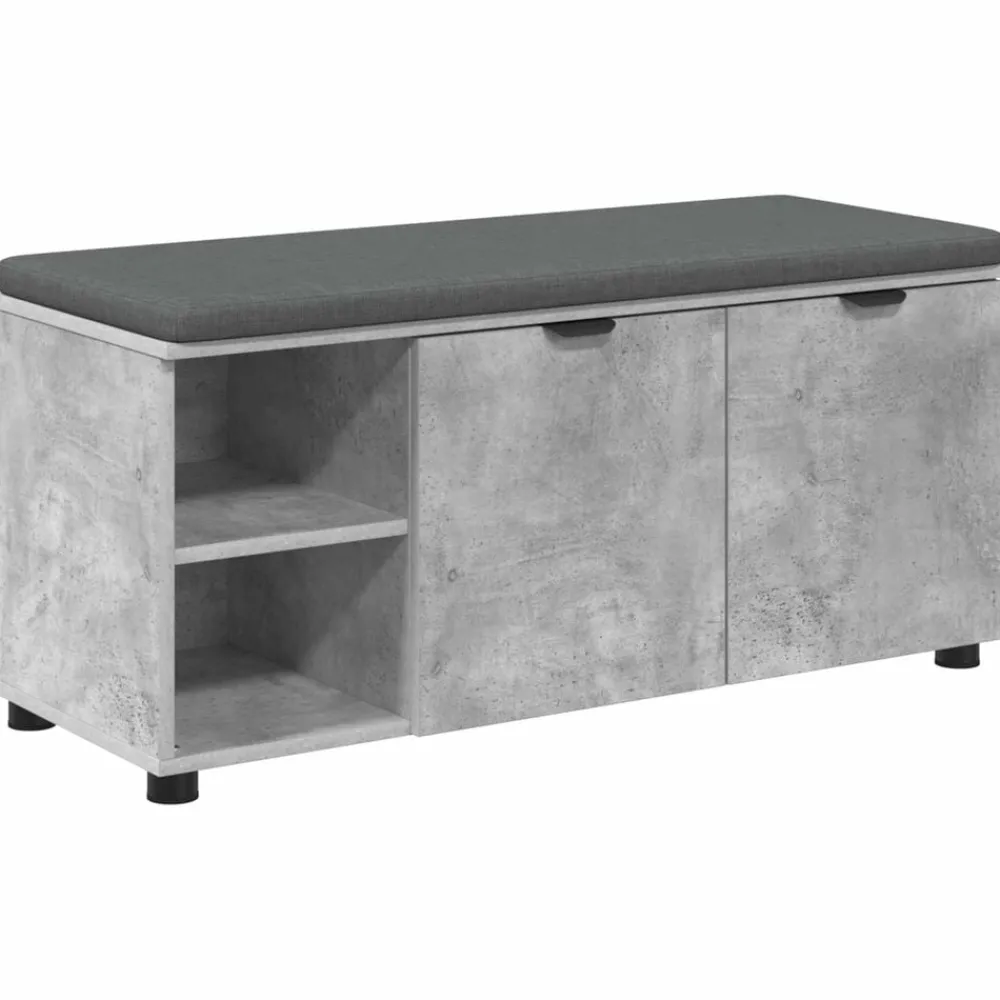 Bankjes*vidaXL Halbank met kussen met plank Beton Grijs 100 x 38 x 46 cm Betongrijs
