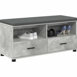 Bankjes*vidaXL Halbank met kussen met lade Beton Grijs 100 x 38 x 46 cm Betongrijs