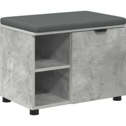 Halbank met kussen met plank Beton Grijs 60 x 38 x 46 cm>vidaXL Online