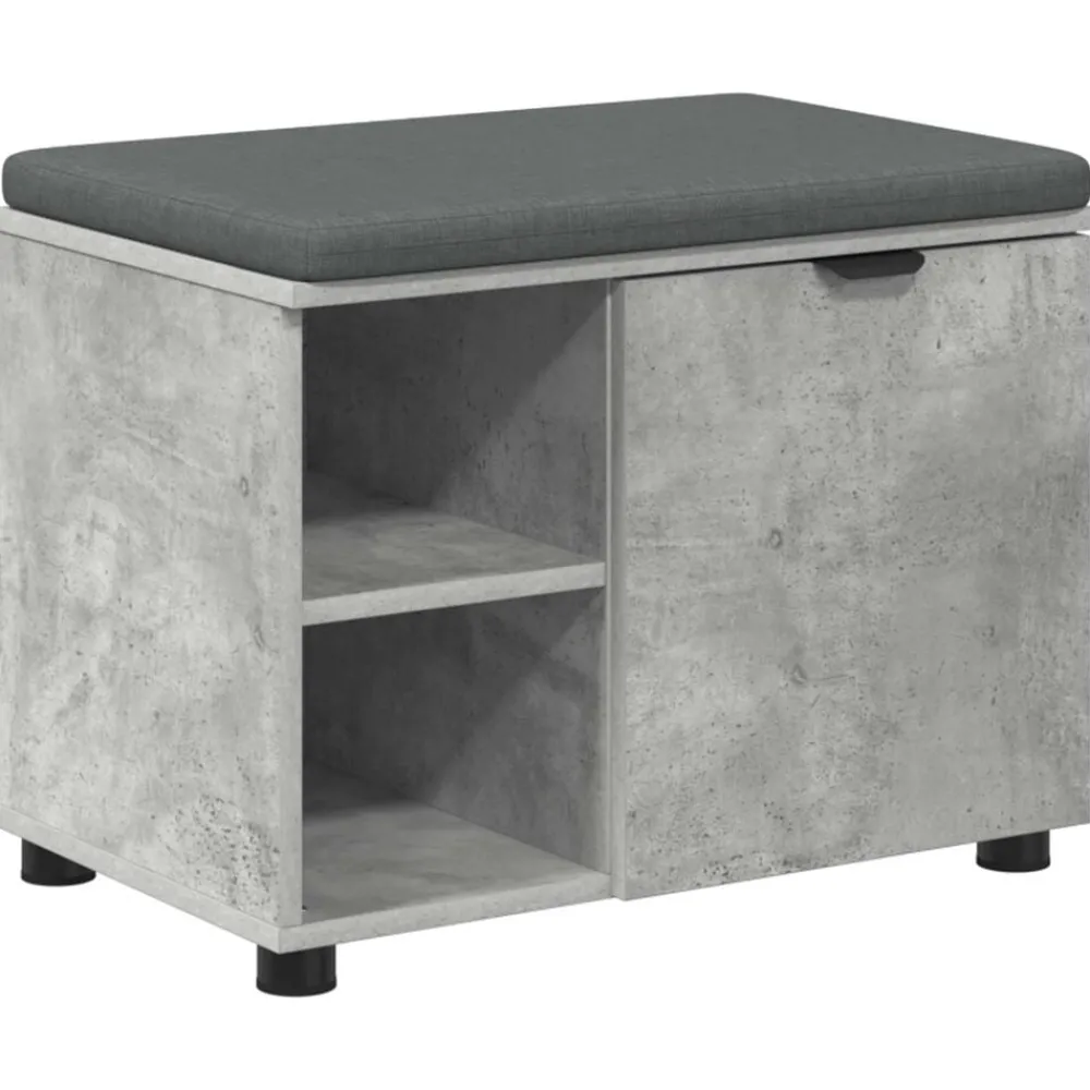 Halbank met kussen met plank Beton Grijs 60 x 38 x 46 cm>vidaXL Online