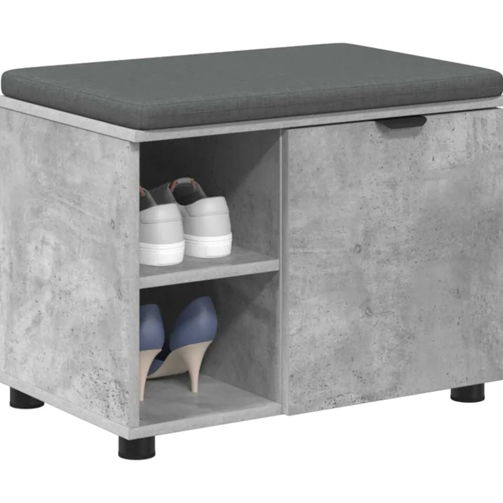 Halbank met kussen met plank Beton Grijs 60 x 38 x 46 cm>vidaXL Online
