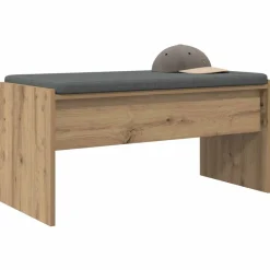Bankjes*vidaXL Halbank met kussen Artisan Eiken 83 x 38 x 40 cm artisanaal eikenkleurig