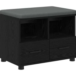 Bankjes*vidaXL Halbank met kussen met lade Zwarte Eik 60 x 38 x 46 cm Zwart eiken