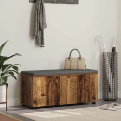 Halbank met kussen met plank Oudhout 100 x 38 x 46 cm>vidaXL New