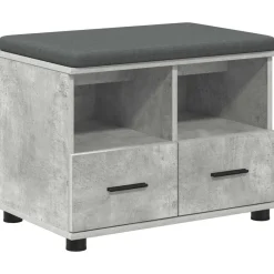 Bankjes*vidaXL Halbank met kussen met lade Beton Grijs 60 x 38 x 46 cm Betongrijs