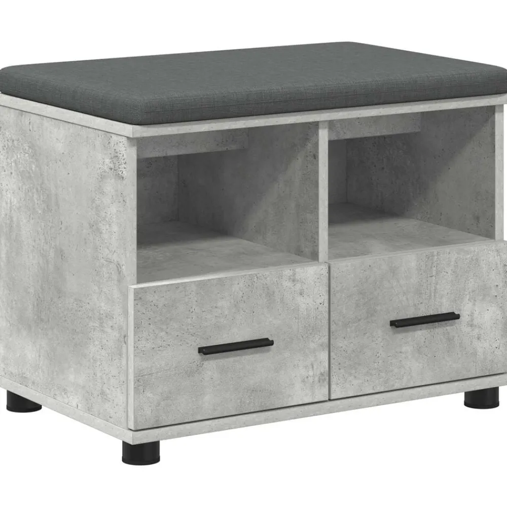 Bankjes*vidaXL Halbank met kussen met lade Beton Grijs 60 x 38 x 46 cm Betongrijs