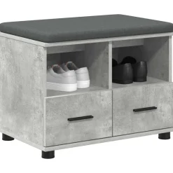 Bankjes*vidaXL Halbank met kussen met lade Beton Grijs 60 x 38 x 46 cm Betongrijs