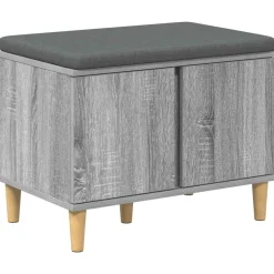 Halbank met kussen met opslag Grijze Sonoma 60 x 38 x 46 cm>vidaXL Discount