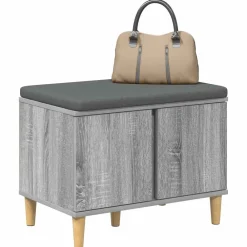 Halbank met kussen met opslag Grijze Sonoma 60 x 38 x 46 cm><noscript><img width=
