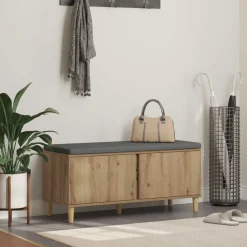 Halbank met kussen met opslag Artisan Eik 100 x 38 x 46 cm>vidaXL Discount
