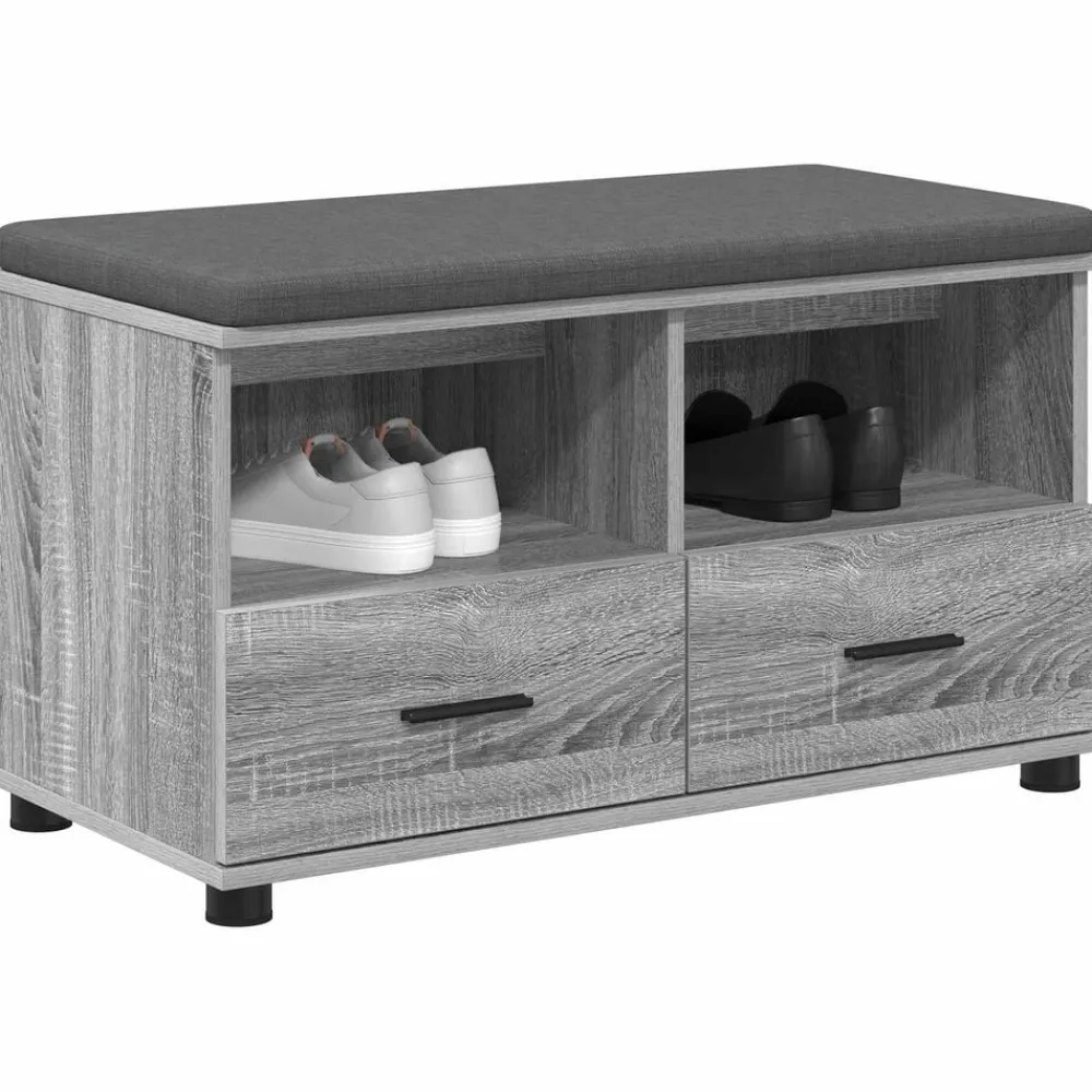 Halbank met kussen met lade Grijze Sonoma 80 x 38 x 46 cm>vidaXL Sale