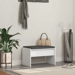 Bankjes*vidaXL Halbank met kussen 63 x 38 x 40 cm Wit