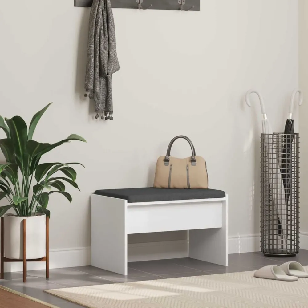 Bankjes*vidaXL Halbank met kussen 63 x 38 x 40 cm Wit