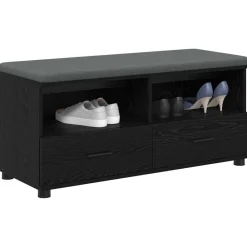 Bankjes*vidaXL Halbank met kussen met lade Zwarte Eik 100 x 38 x 46 cm Zwart eiken