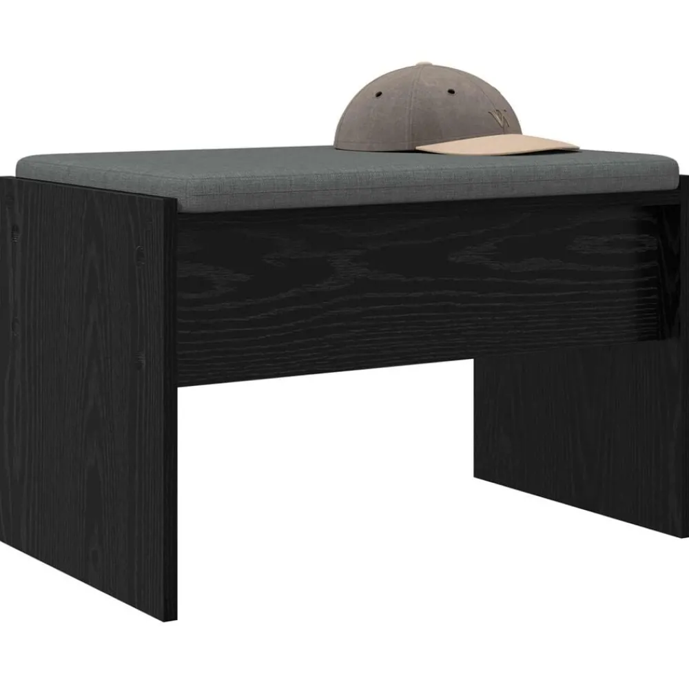 Bankjes*vidaXL Halbank met kussen 63 x 38 x 40 cm Zwart eiken