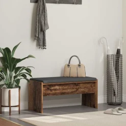 Bankjes*vidaXL Halbank met kussen Oudhout 83 x 38 x 40 cm Oud hout