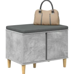 Halbank met kussen met opslag Beton Grijs 60 x 38 x 46 cm><noscript><img width=