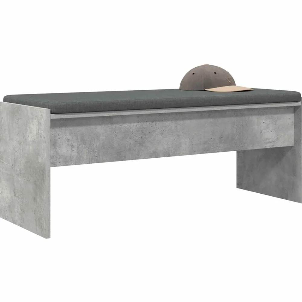 Bankjes*vidaXL Halbank met kussen Beton Grijs 103 x 38 x 40 cm Betongrijs