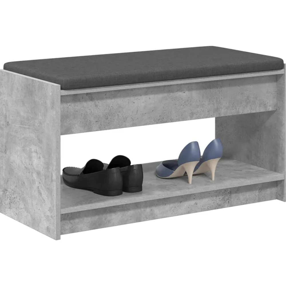 Halbank met kussen met plank Beton Grijs 83 x 38 x 45 cm>vidaXL Clearance