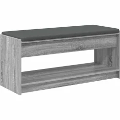 Bankjes*vidaXL Halbank met kussen met plank Grijze Sonoma 103 x 38 x 45 cm Grijs sonoma