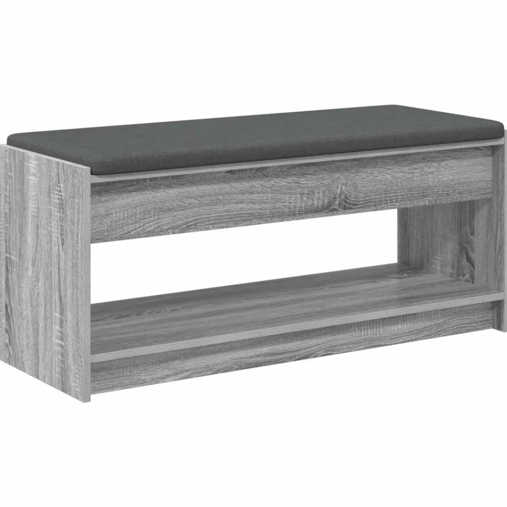 Bankjes*vidaXL Halbank met kussen met plank Grijze Sonoma 103 x 38 x 45 cm Grijs sonoma